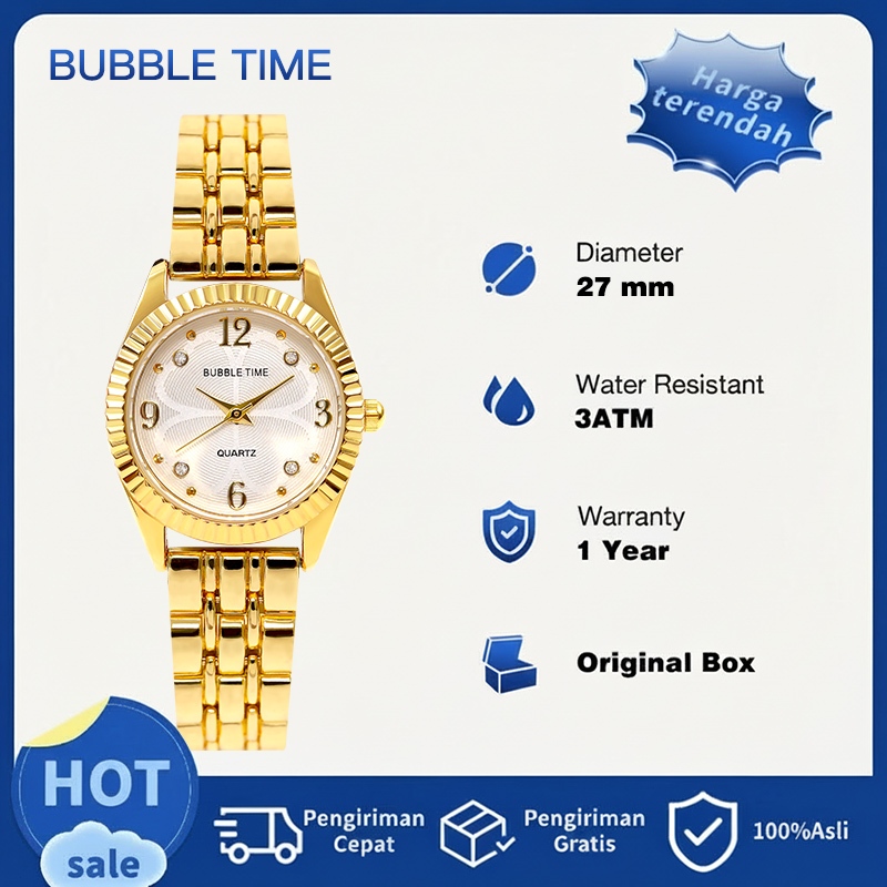 Jam Tangan Wanita Quartz dengan Gelang Baja Tahan Karat Elegan dan Dial Besar Berdesain Mewah