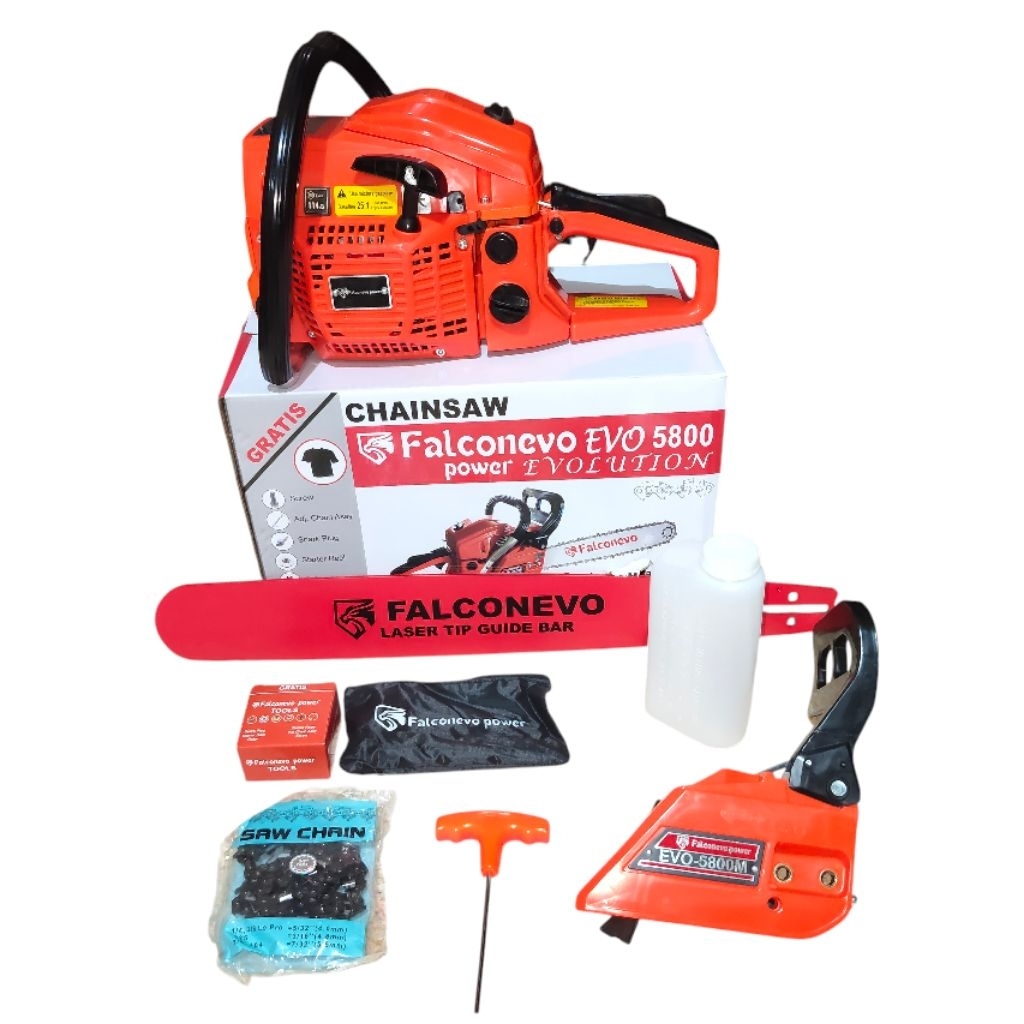 MESIN CHAINSAW EVO 5800 (22 INCH) FALCON/ MESIN GERGAJI KAYU CHAINSAW FALCON / MESIN POTONG KAYU
