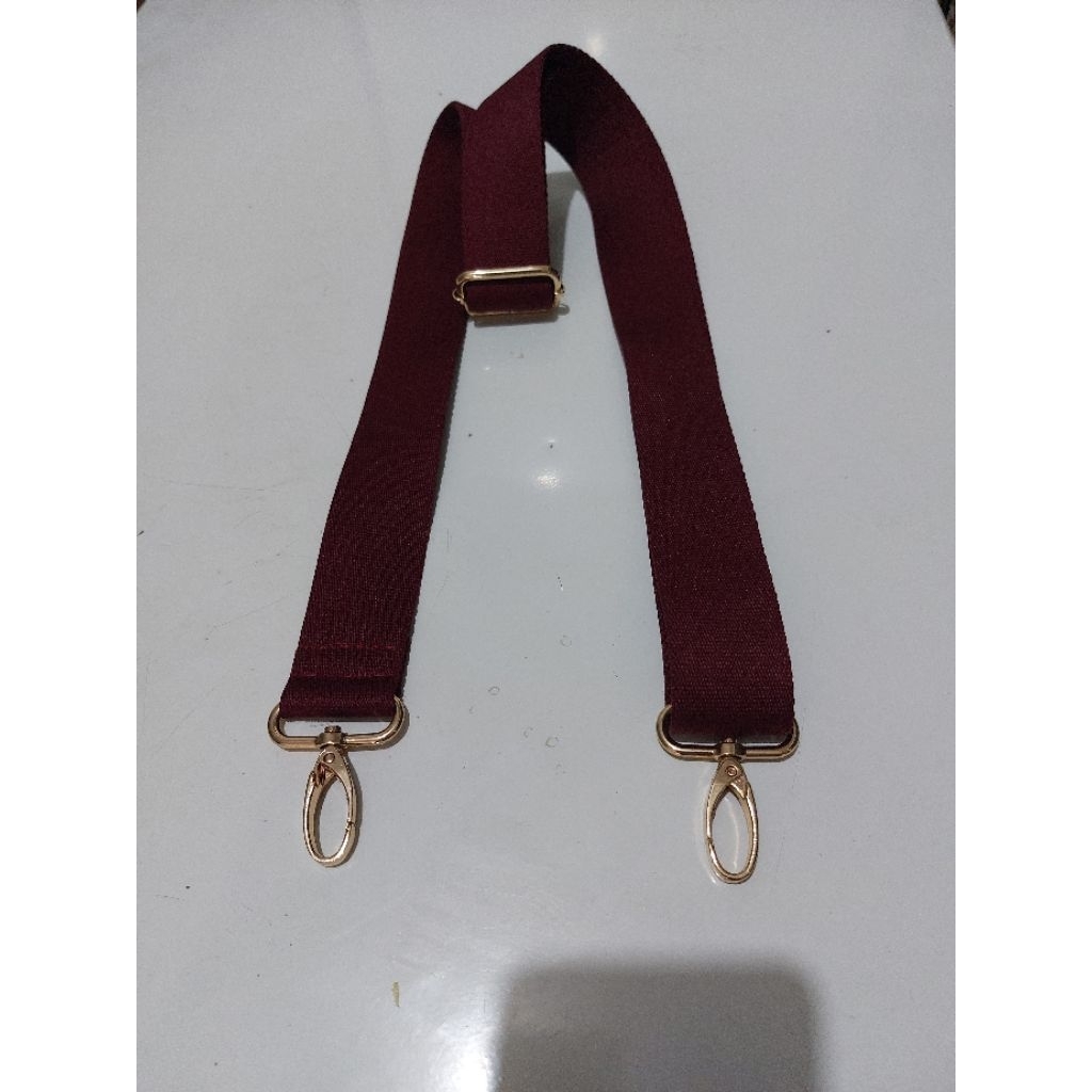 Tali panjang slempang tas webbing tebal maroon preloved
