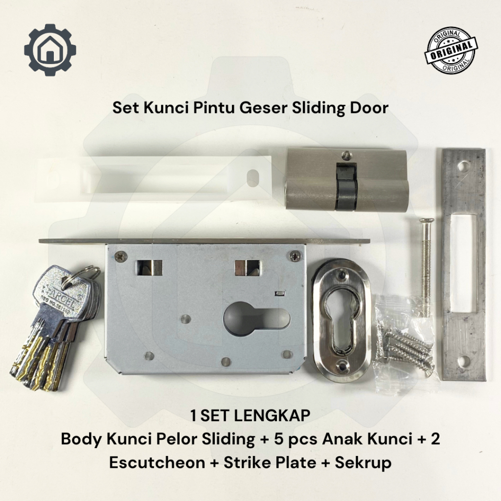 Body Pintu Dorong Stainless Steel Arcel / Set Kunci Sliding Door Geser