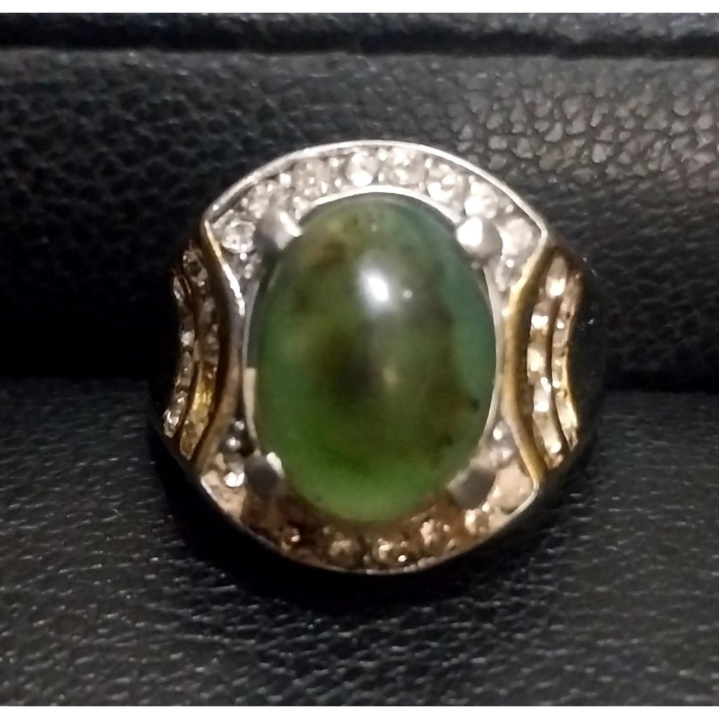 cicin batu sungai Dareh Natural Grade Hijau Tua Serat Lumut preloved