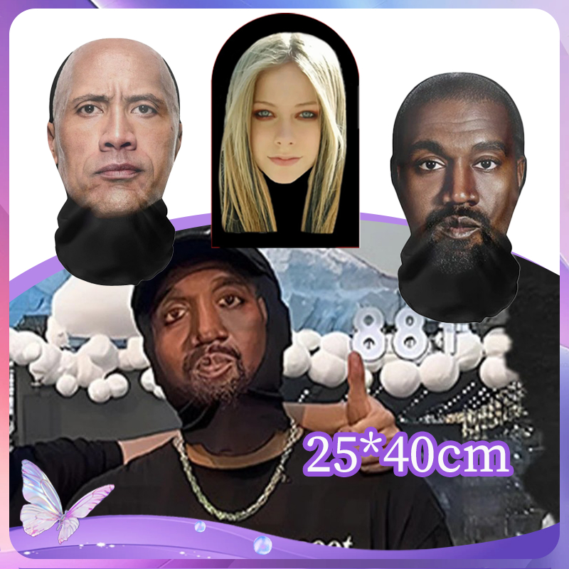 3D Topeng Wajah Pria Topeng Lucu Ekspresi Wajah Celebrity Face Mask Uni Bandana