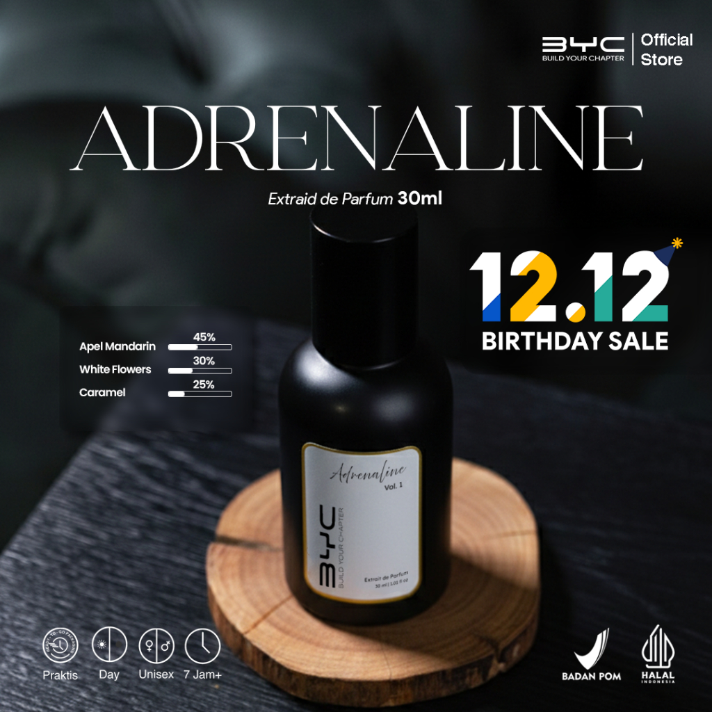 BYC | Build Your Chapter Adrenaline Extrait de perfume |30ml - Parfum Tahan Lama | Parfum Fresh