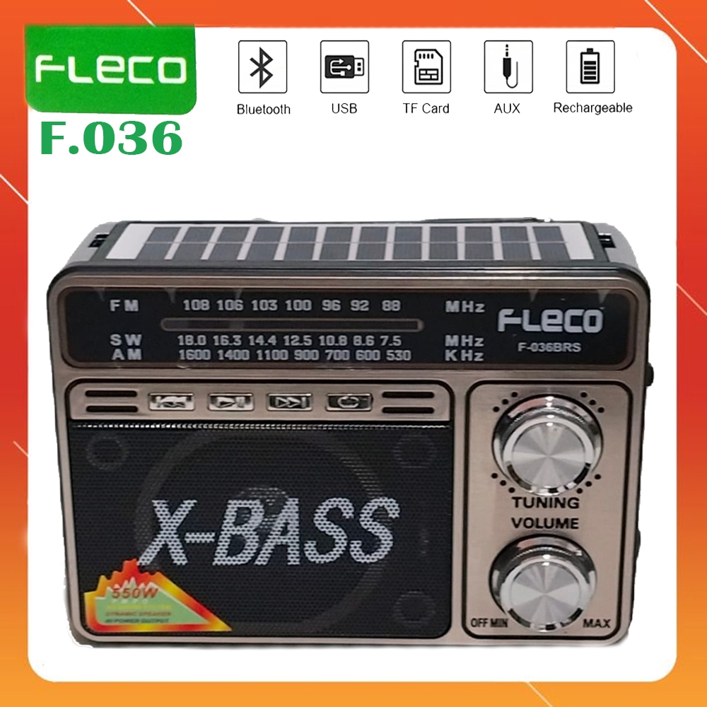 Fleco F-036BRS Bluetooth Radio X-Bass FM/AM/SW