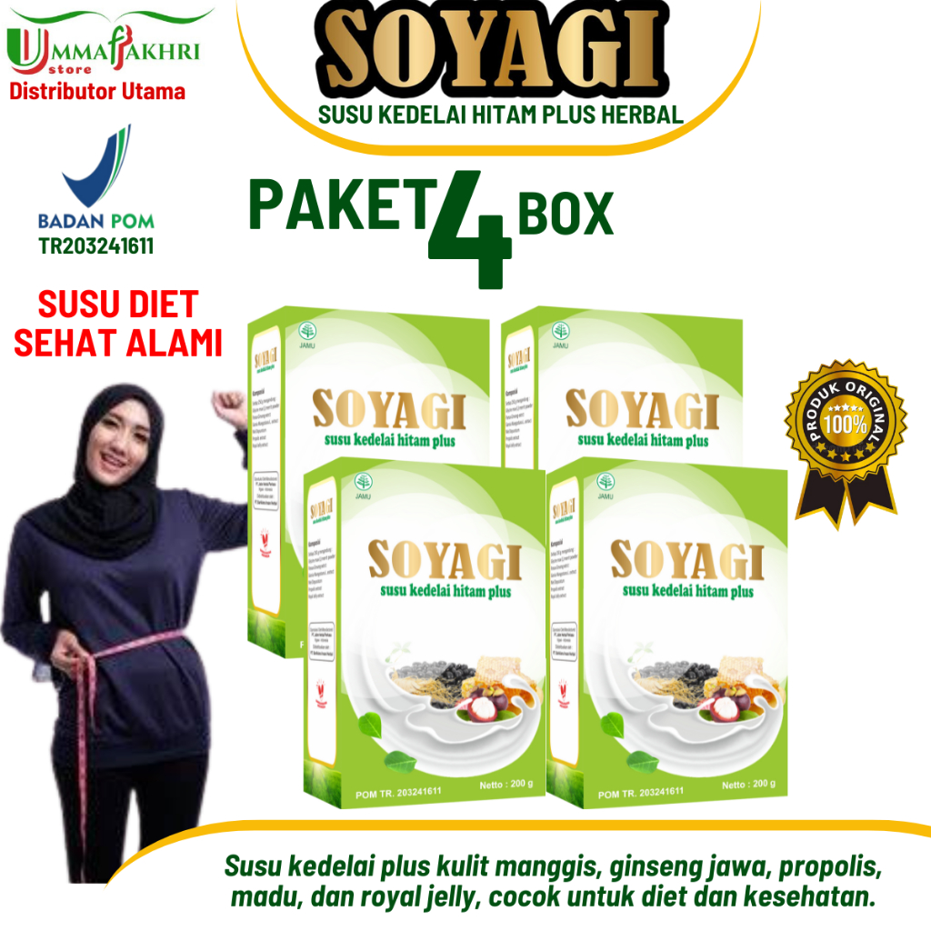 Soyagi Susu Kedelai Hitam 4 Box 200g – Tinggi Protein, Herbal Alami, Cocok untuk Diet
