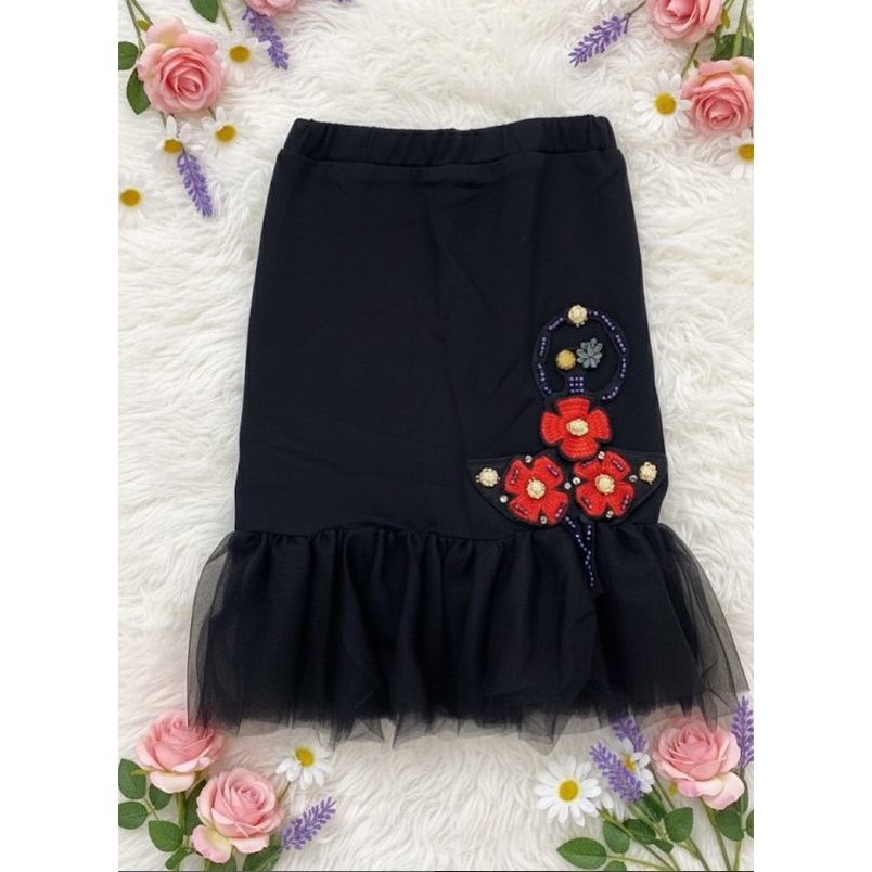 rok katun anak/ rok hitam/rok katun mix tutu/ rok span anak
