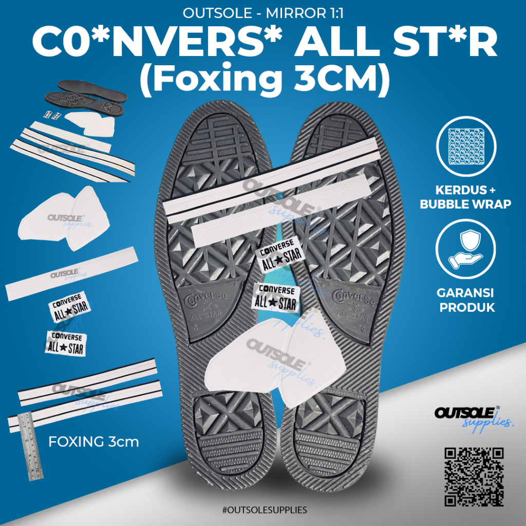 Outsole Converse All Star | Paket Komplit (Outsole + Foxing 3cm + Bumper + Toecap + Heelpad) | Repla