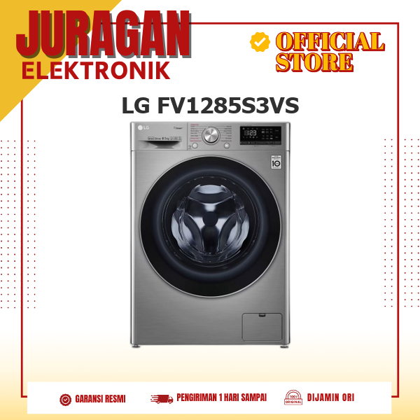 LG FV1285S3VS Mesin Cuci Front Loading 8.5Kg//V1285S3VS//LGFV1285S3VS/FV1285