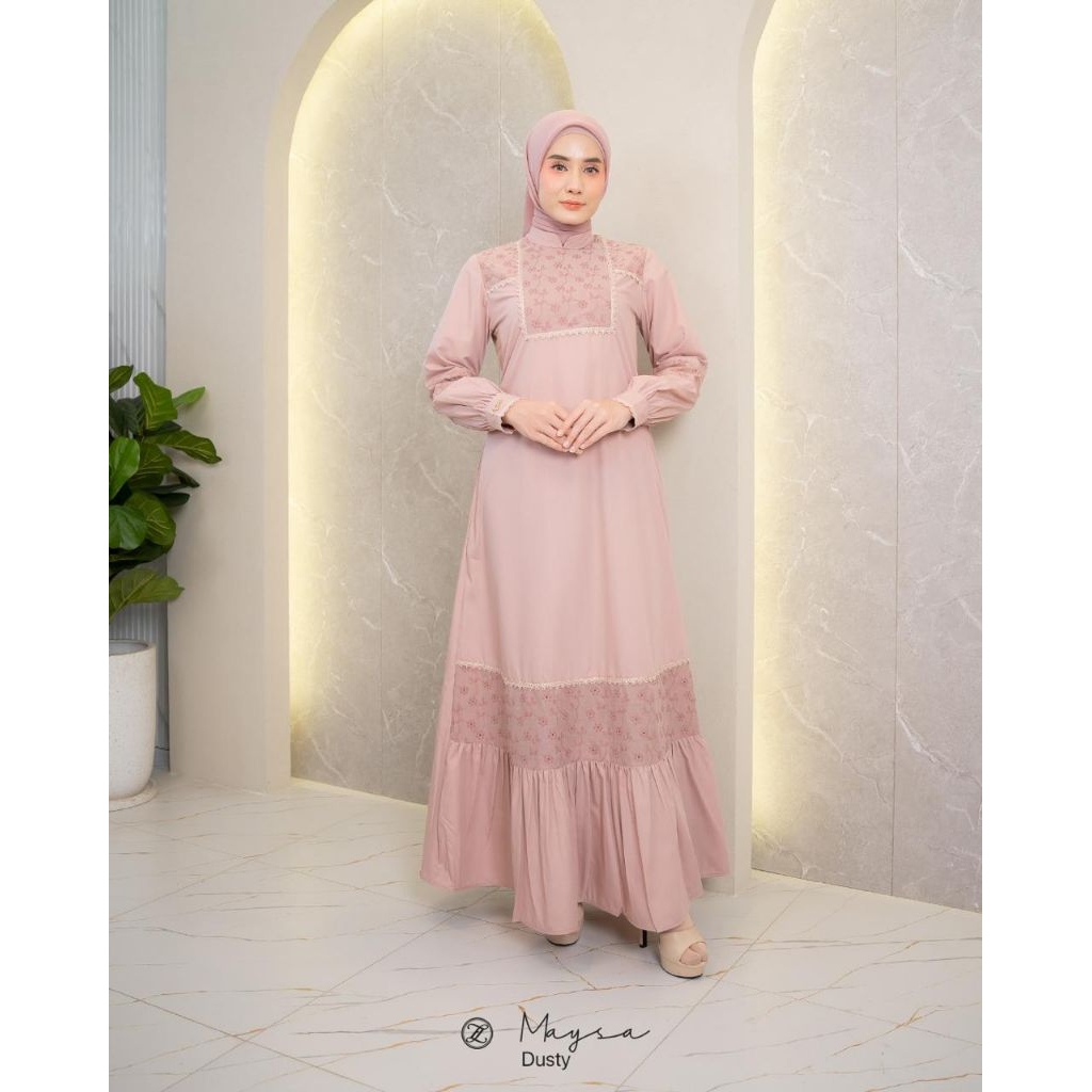 Maysa Dress by zalifa, gamis zalifa ,gamis motif, gamis simple, gamis lebaran