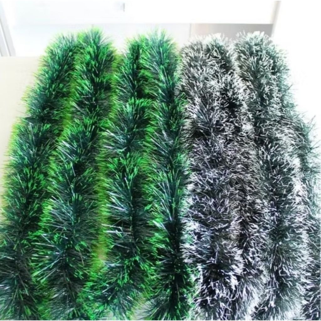 Promo Slinger Natal Type A Tebal Slinger Hijau Salju / Hijau Daun Tebel / Slinger Pohon Natal