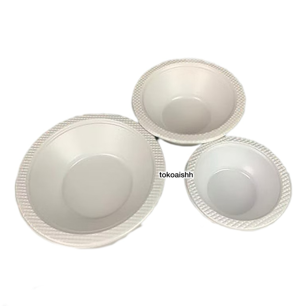 Mika mangkok Putih - mangkok tekwan - mangkok bakso - mangkok Plastik Putih Tahan Panas