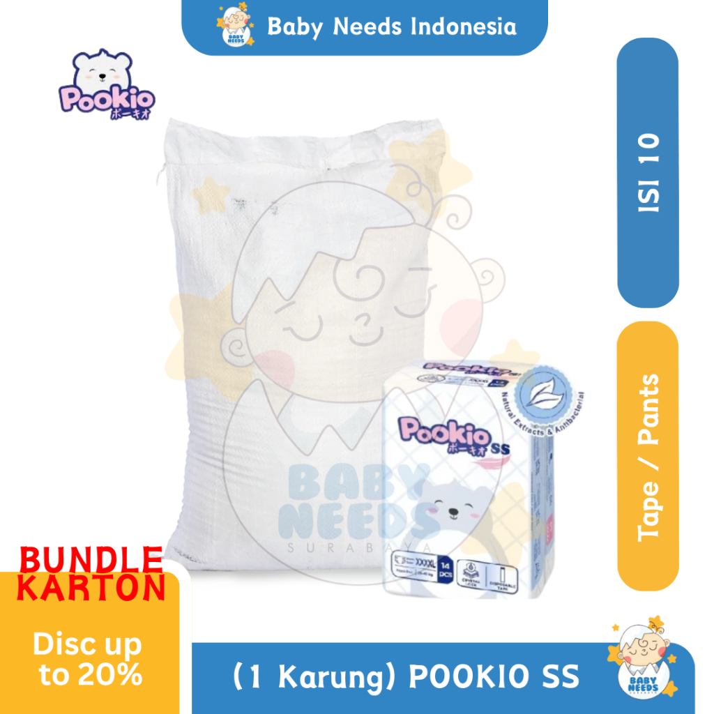 (1 KARUNG) POOKIO SS Diapers Isi 10 - Popok Anak Celana Lembut Dan Nyaman