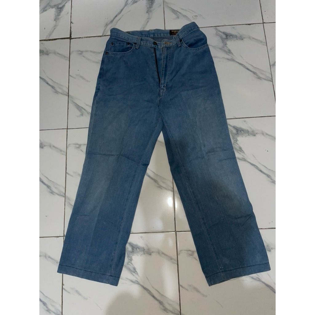 Jeans Wanita Blue, Classic, Retro, Light Blue, Barell Raw Jeans PL