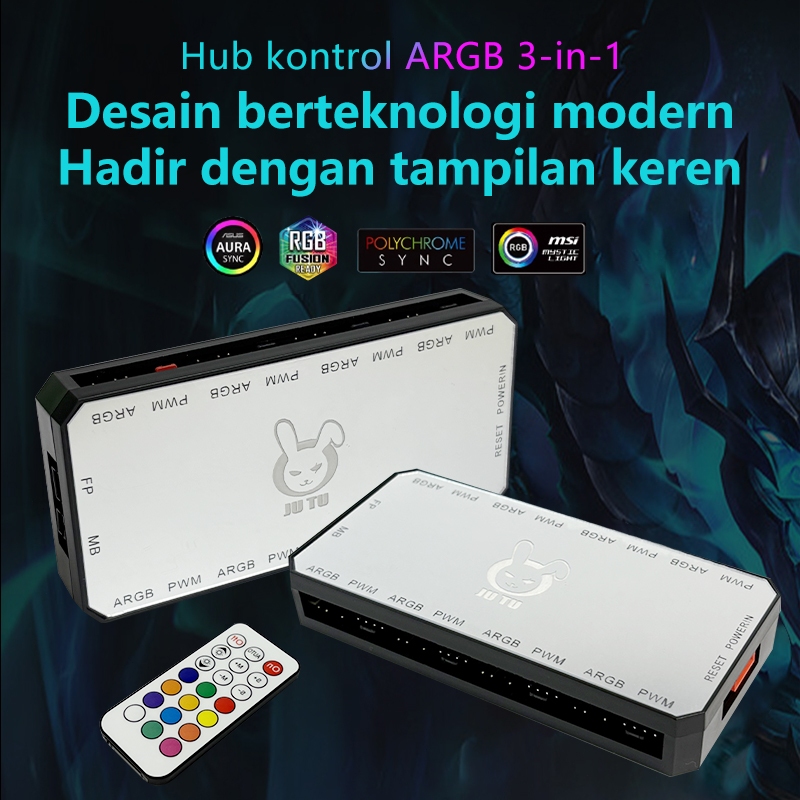 JUTU  Kontroler ARGB-PWM Fan Hub 9 Port + Remote - Controller Kipas dan RGB Bisa Digunakan  Usb hub 