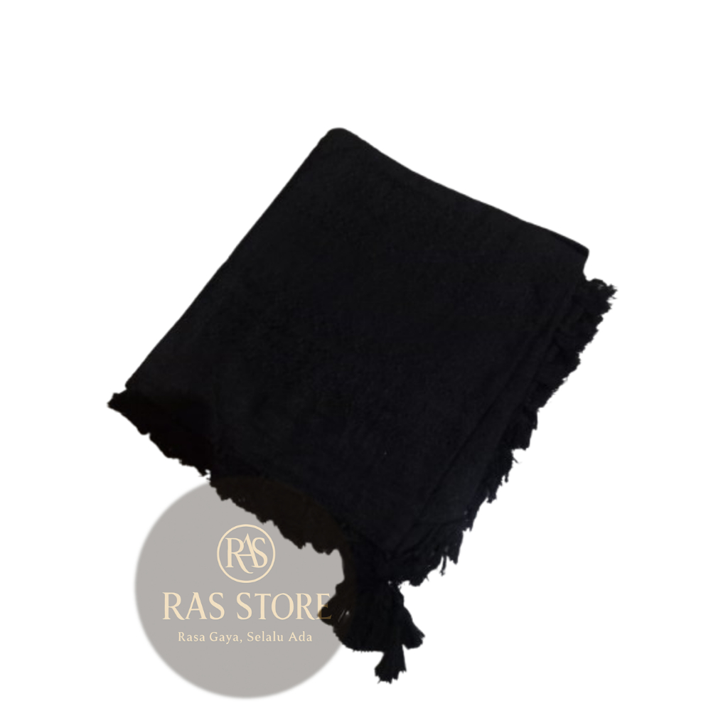 Sorban Hitam Polos Jumbo Bahan Katun Halus Cocok Untuk Perlengkapan Haji dan Umroh