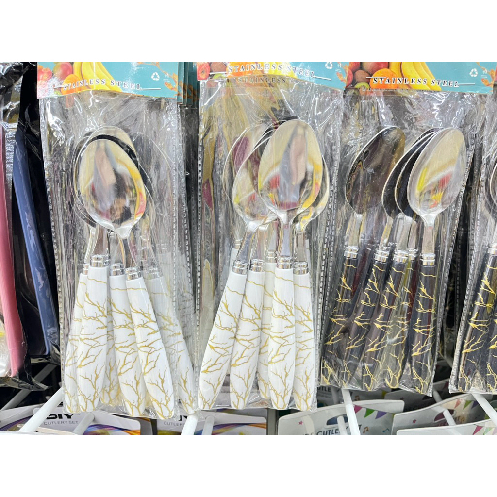 5PC SENDOK/GARPU MOTIF MARBLE STEINLES/SENDOK MAKAN MOTIF MARBLE UNIK