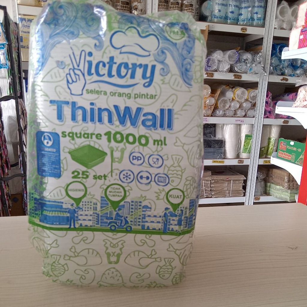 THINWALL SQUARE 1000 ML VICTORY/ THINWALL KOTAK 1000ML 25 SET