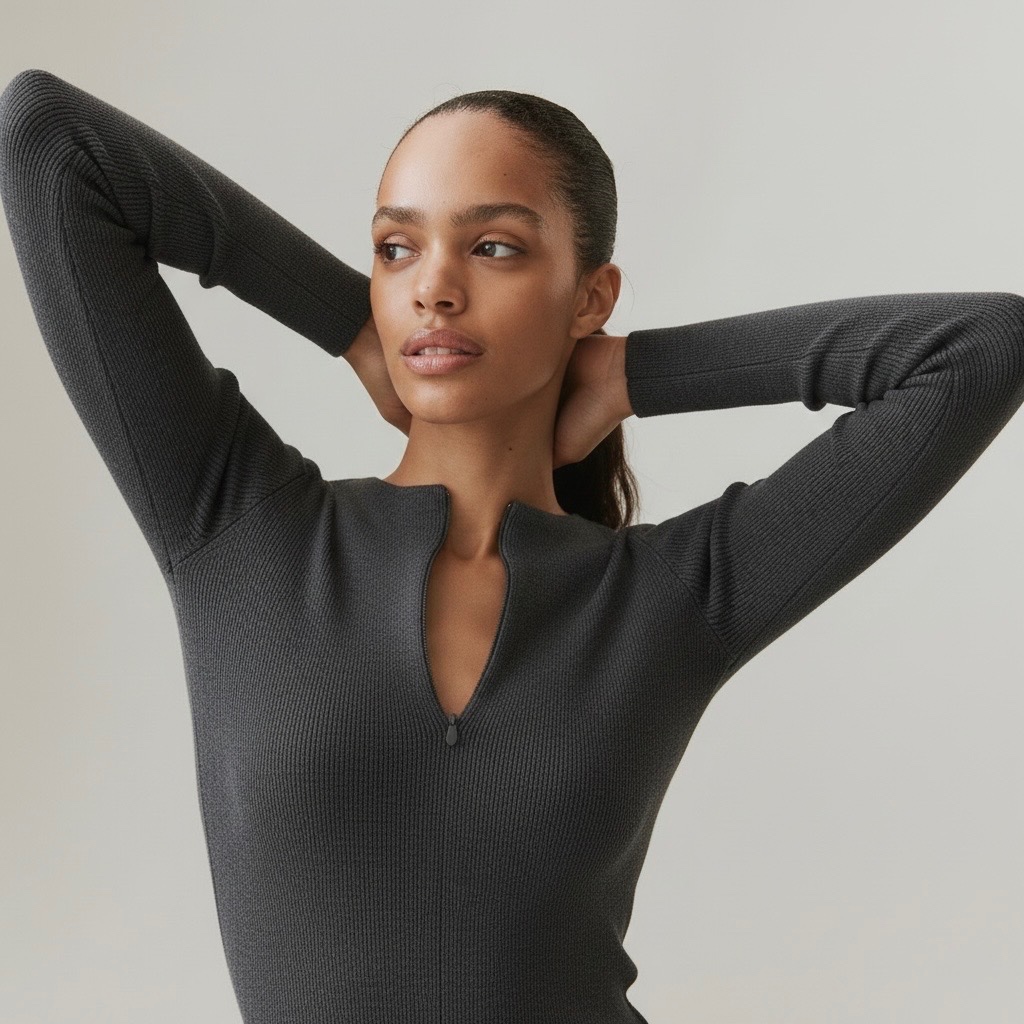 UUM Ribbed Half-Zip | Baju Knit Lengan Panjang