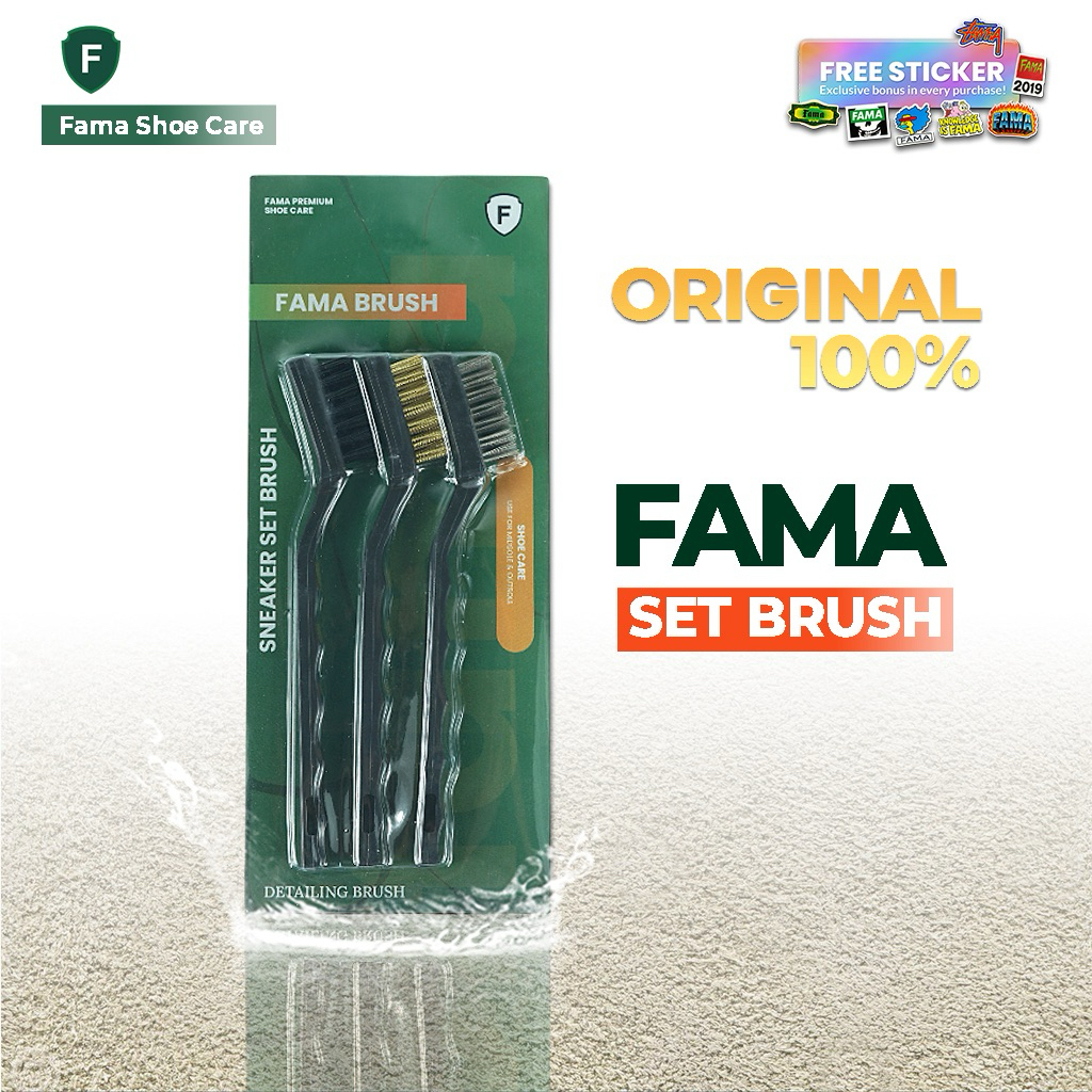 FAMA - Sikat Kawat SET isi 3 - Sikat sepatu-fama shoes cleaner-fama shoe cleaner