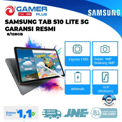 Samsung Galaxy Tab S10 Lite 5G 128GB [ Ram 6GB ] Gray Red Garansi Resmi Samsung Indonesia SEIN Andro