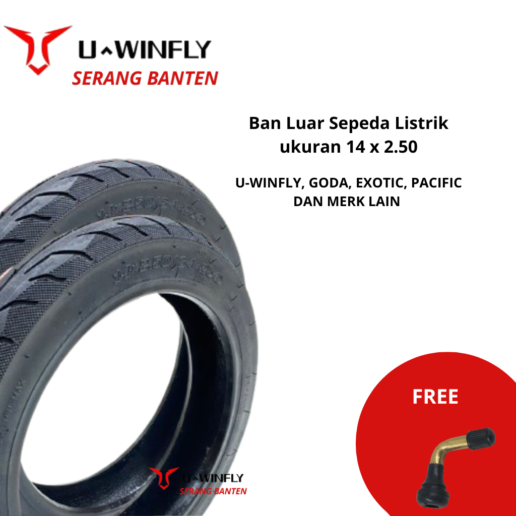Ban Sepeda Listrik Uwinfly Ukuran 14 x 2.50 inch Cocok Untuk Semua Type Sepeda Listrik
