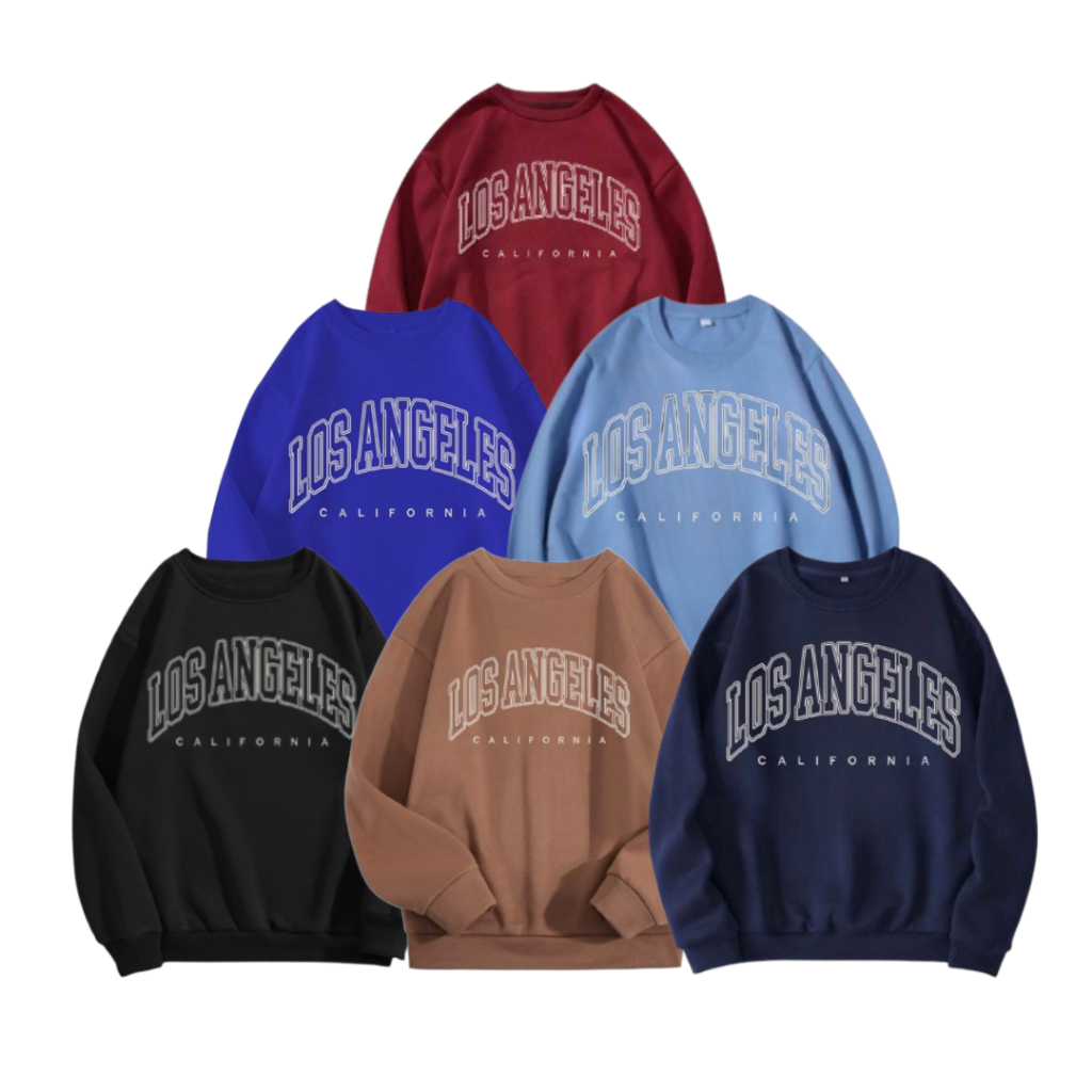 Sweater Crewneck Wanita Oversize Premium Artikel Los Angeles