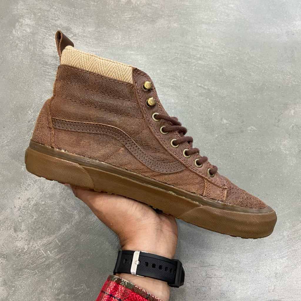 [Size 42.5] Rare Vans SK8 High MTE Herringbone Brown Leather Second Original