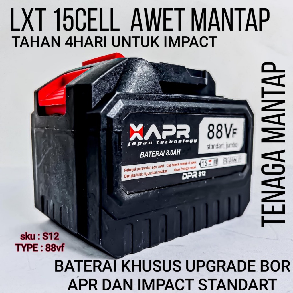Baterai XAPR S12 LXT 88Vf 15 Cell Bigsale Upgrade Impact Wrench Cordless Bor Segala Merk LXT