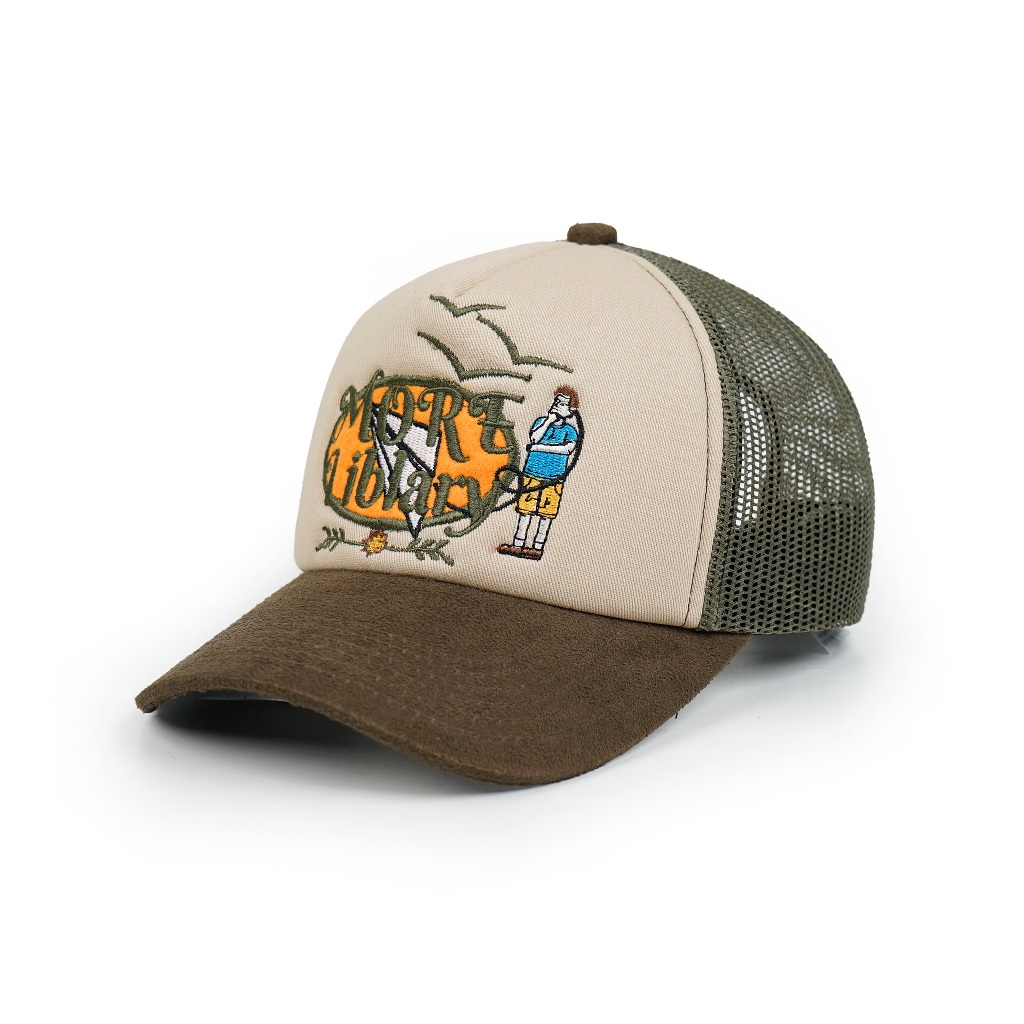 Mrdm - Topi Trucker Hat Cream Army Suede Brown - More Liblary