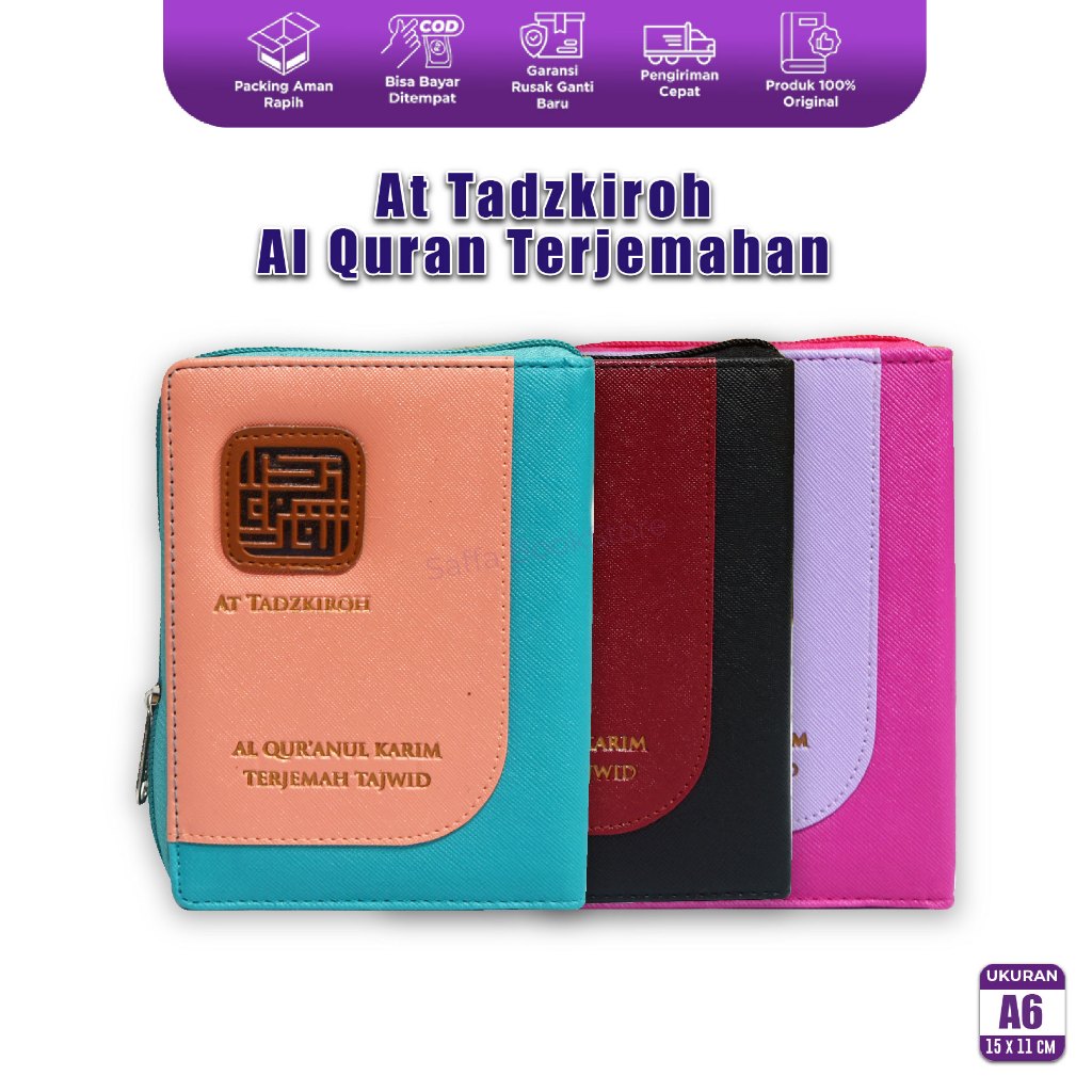 Alquran Kecil Resleting Terjemah Murah Alquran At Tadzkiroh A6 Terjemahan Dan Ttanda Tajwid Warna Wa