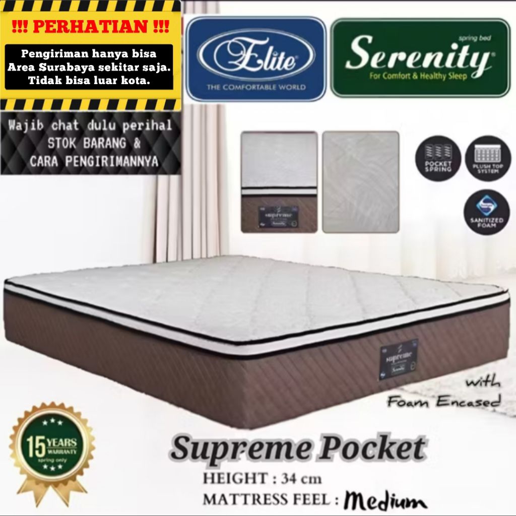 Springbed Elite Serenity Supreme Pocket with Foam Encased ( Matras / Kasur Saja ) 90 / 100 / 120 / 1