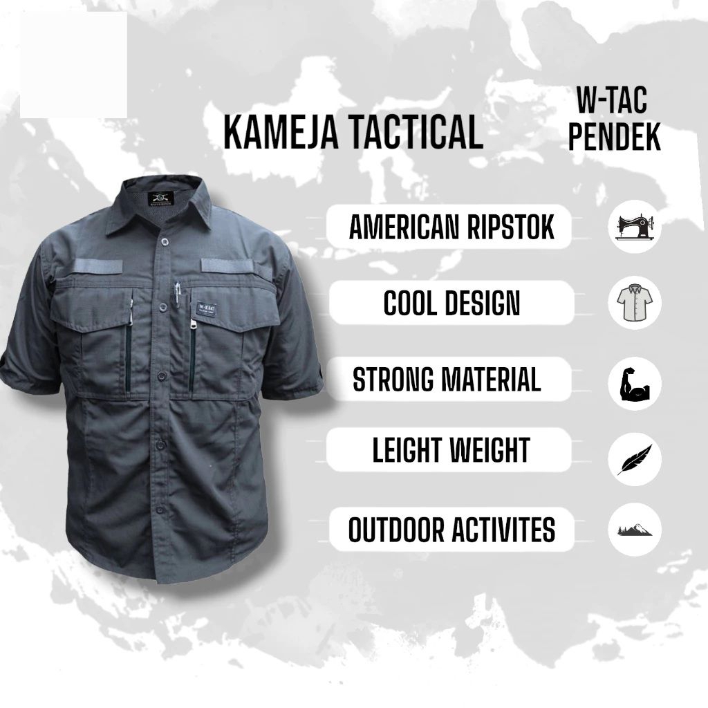 kemeja tactical w tac pendek jumbo kemeja kerja outdor jumbo