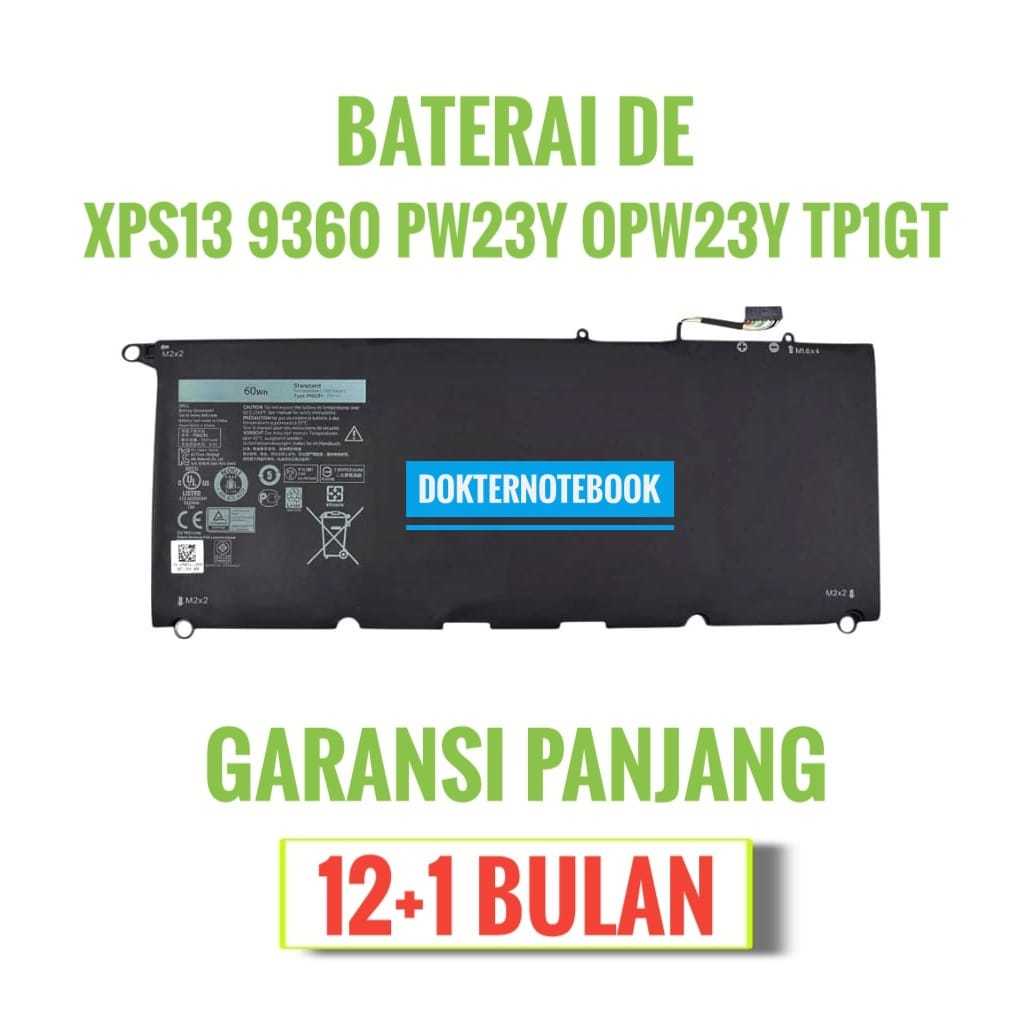 Baterai Laptop Ori Dell XPS 13 9360 PW23Y XPS 13 9360 XPS 13-9360-D1605G-360