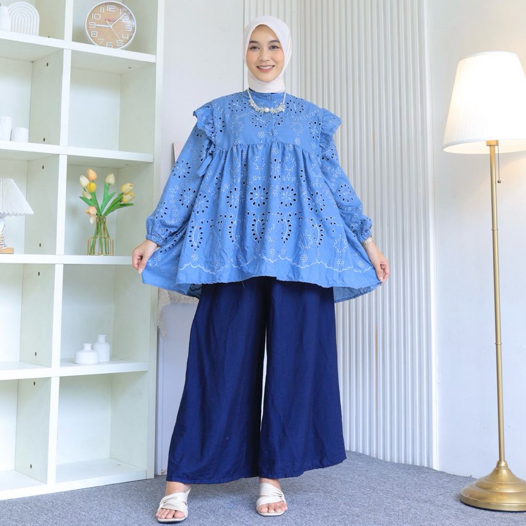 Ivona One Set JUMBO LD 120 130 140 by Eshantai | BB 100 Kg Muat L–5XL Big Size Setelan Tunik + Celan