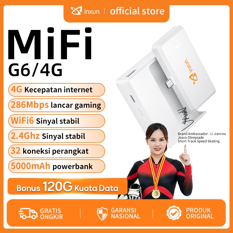 XINXUN G6 5000 MAH MIFI PORTABLE WIFI WIRELESS 4G LTE COD Bonus 120GB