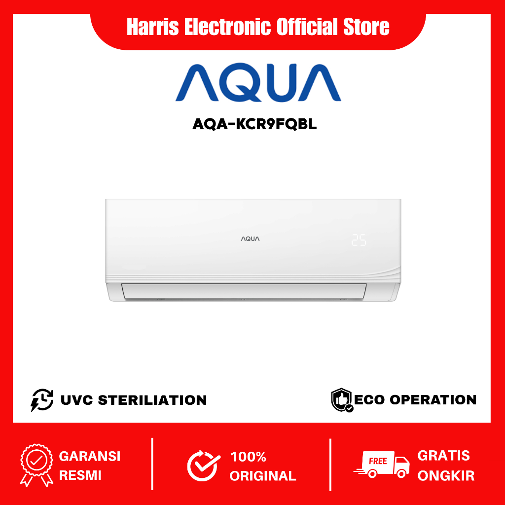 AQUA AC Split Inverter 1 Pk Anti Karat Turbo Cool AQA-KCR9FQBL Garansi Resmi
