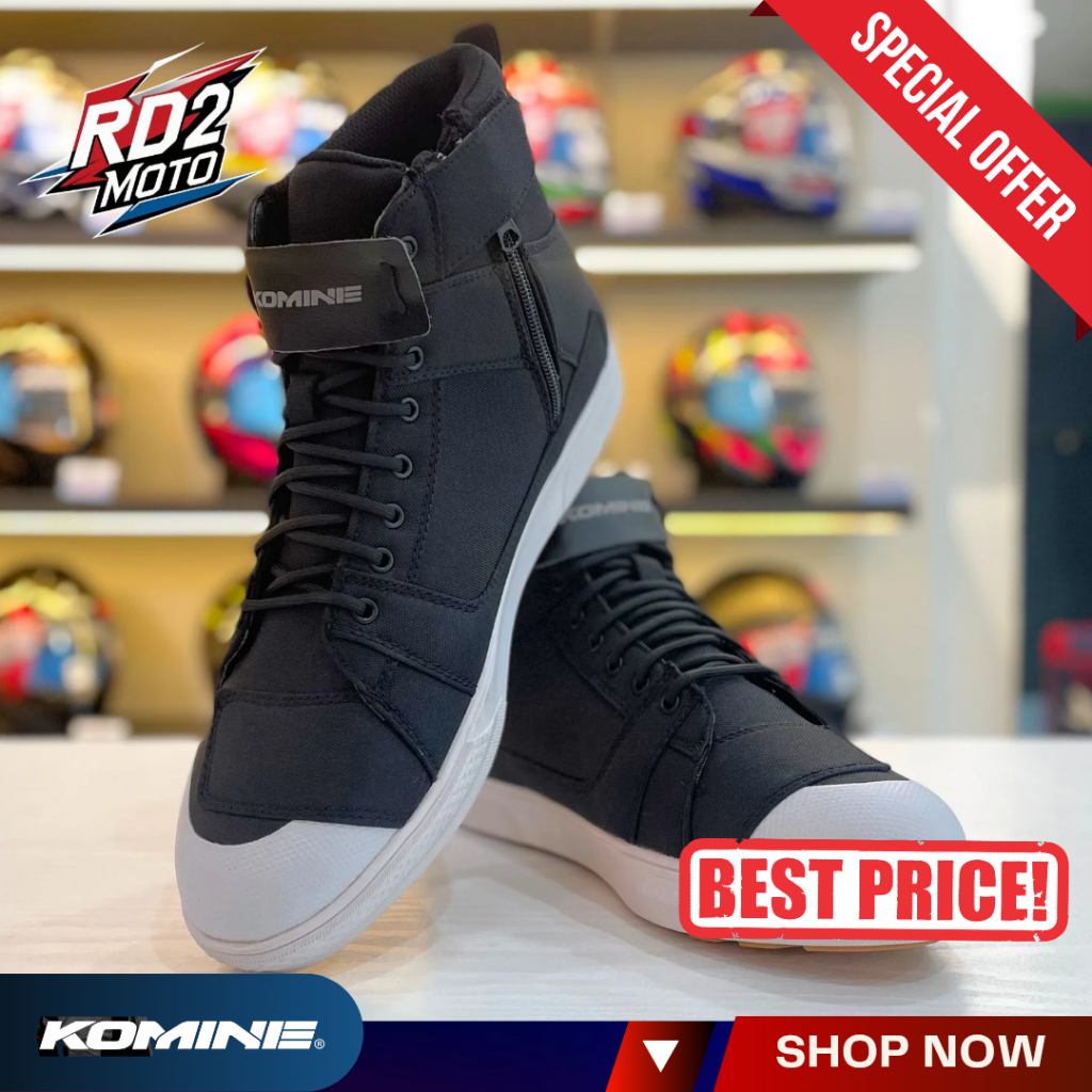Komine Shoes BK-101 Black Waterproof Riding Sneakers - Sepatu Komine Riding Motoran Hitam Pria Anti 