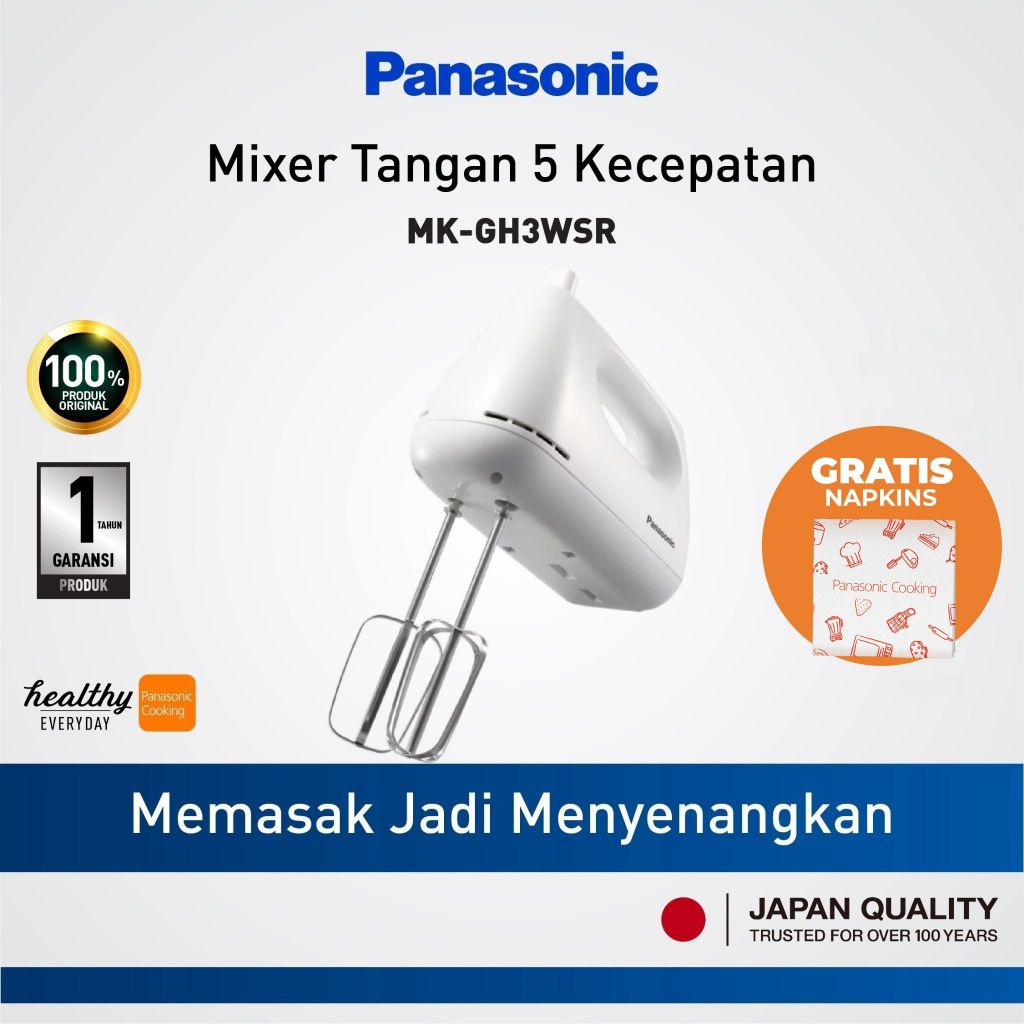 Mixer Tangan Panasonic MK-GH3WSR - Mengocok Telur dan Adonan dengan Mudah