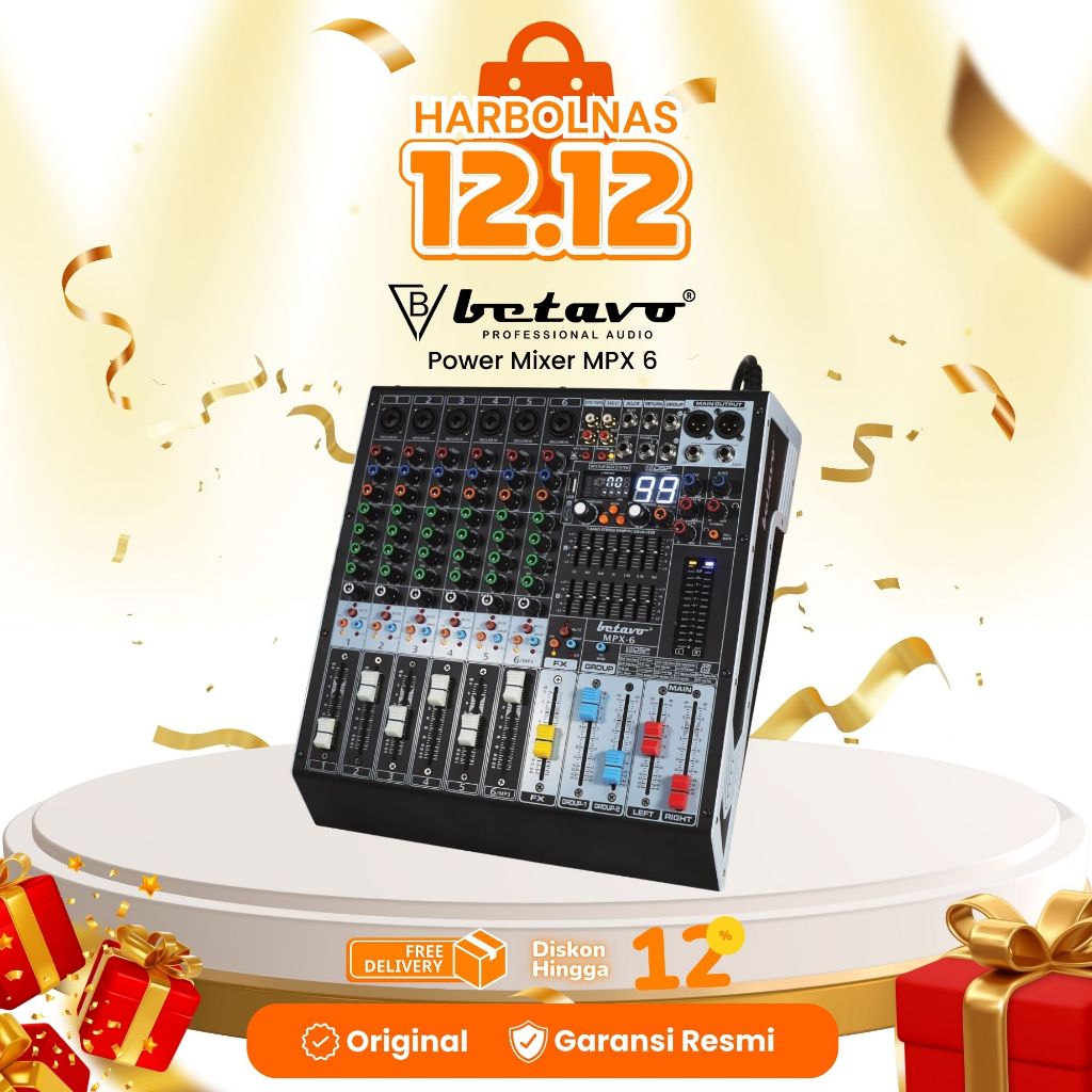 Betavo Audio Power Mixer MPX - 6  Professional Power Mixer | 6 Channel | 400 Watt (Max)