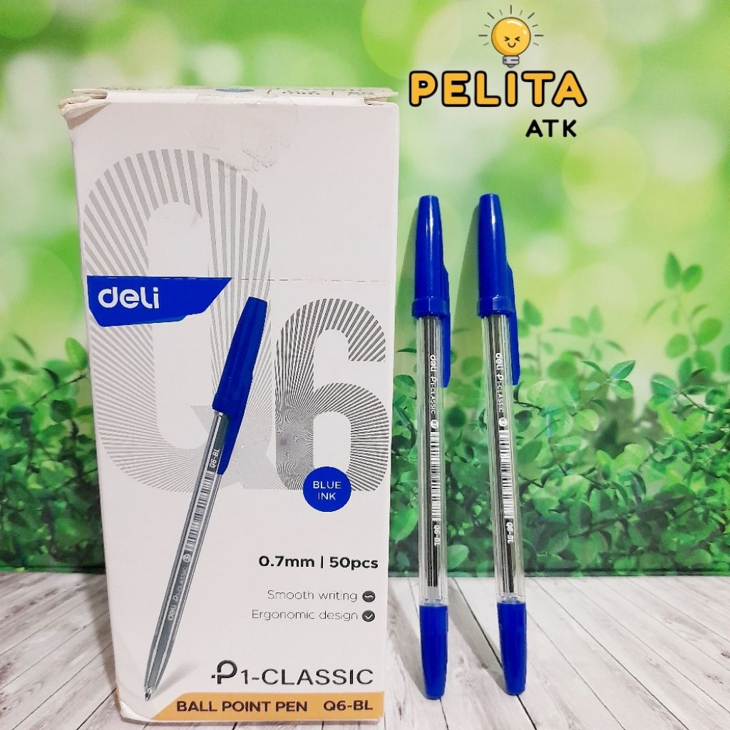 [Pelita ATK] BISA COD Pulpen Deli EQ6 1 Pcs, Pulpen biru, Pulpen Deli, Ballpoint Deli, alat tulis ka
