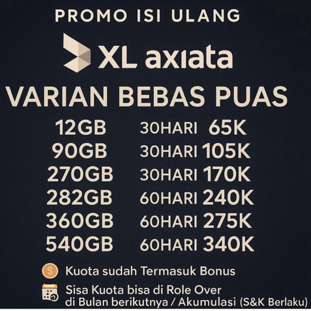 ISI ULANG KUOTA XL BEBAS PUAS FULL KUOTA UTAMA