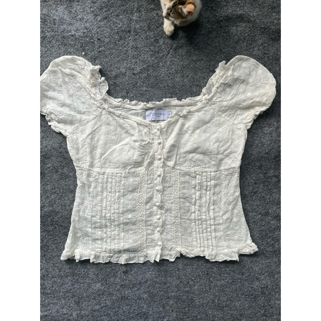 Atasan Kemeja Blouse Tanktop Katun Sifon Renda Lace