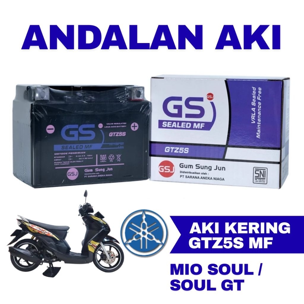 Aki Motor Yamaha Mio Soul / Soul GT GTZ5S Aki Kering Accu Kering MF