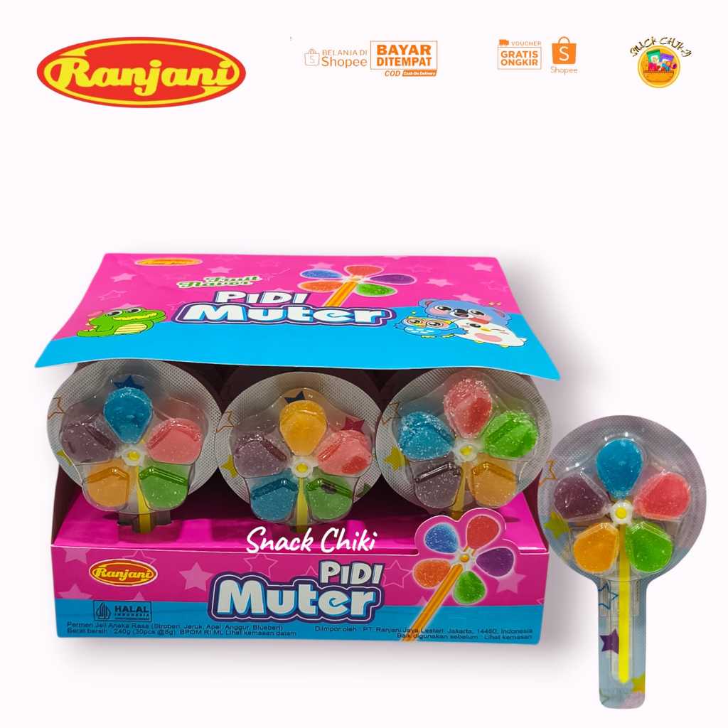 RANJANI  PERMEN JELI PIDI MUTAR  PERMEN  JELI VIRAL 1 BOX 30 pcs