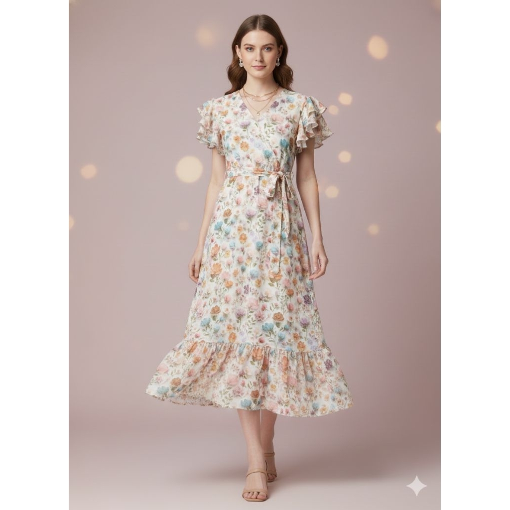 Midi Dress Floral (LD 110, Panjang 115)