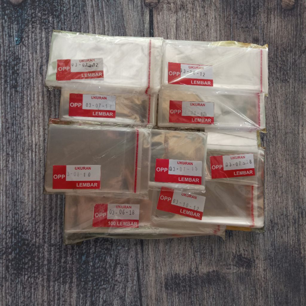 Plastik OPP 6x12 7x10 8x10 8x12 9x10 9x12 10x10 10x11 12x12 12x13