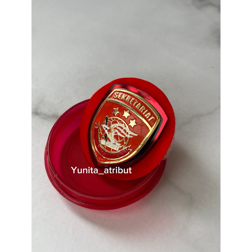 Pin Sekretariat Sium Polri / Brevet Brivet Sekretariat paku premium lapis Mika merah celup sepuh ema