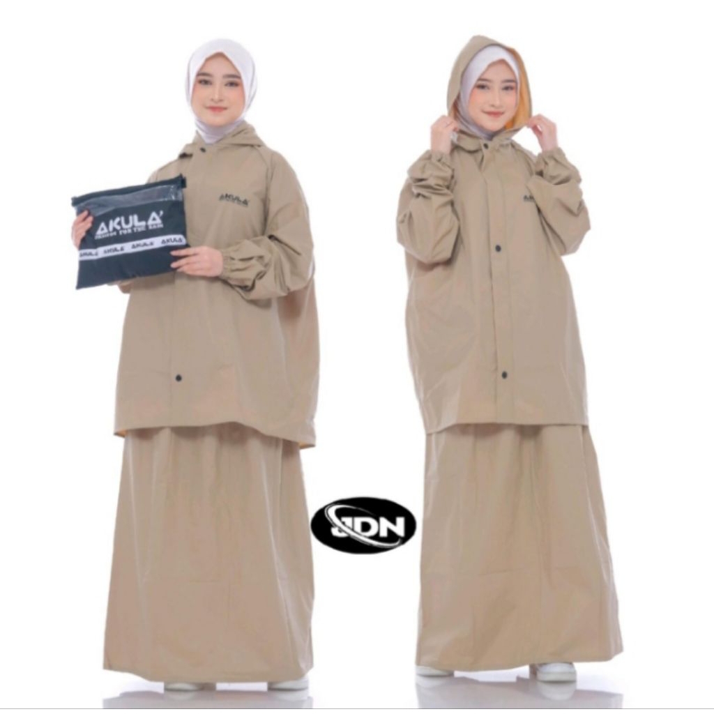 Jas Hujan ROK Warna Mocca Wanita Muslimah by AKULAJas Hujan Rok Wanita Muslimah By Akula, cocok untu