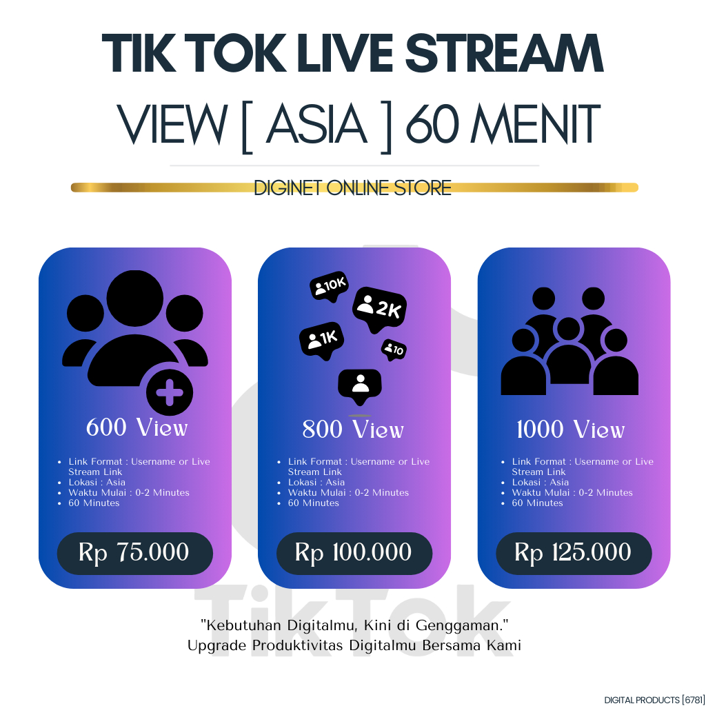 Tiktok Real Live Stream View | Asia | 60 Menit - BERGARANSI | DNP6781