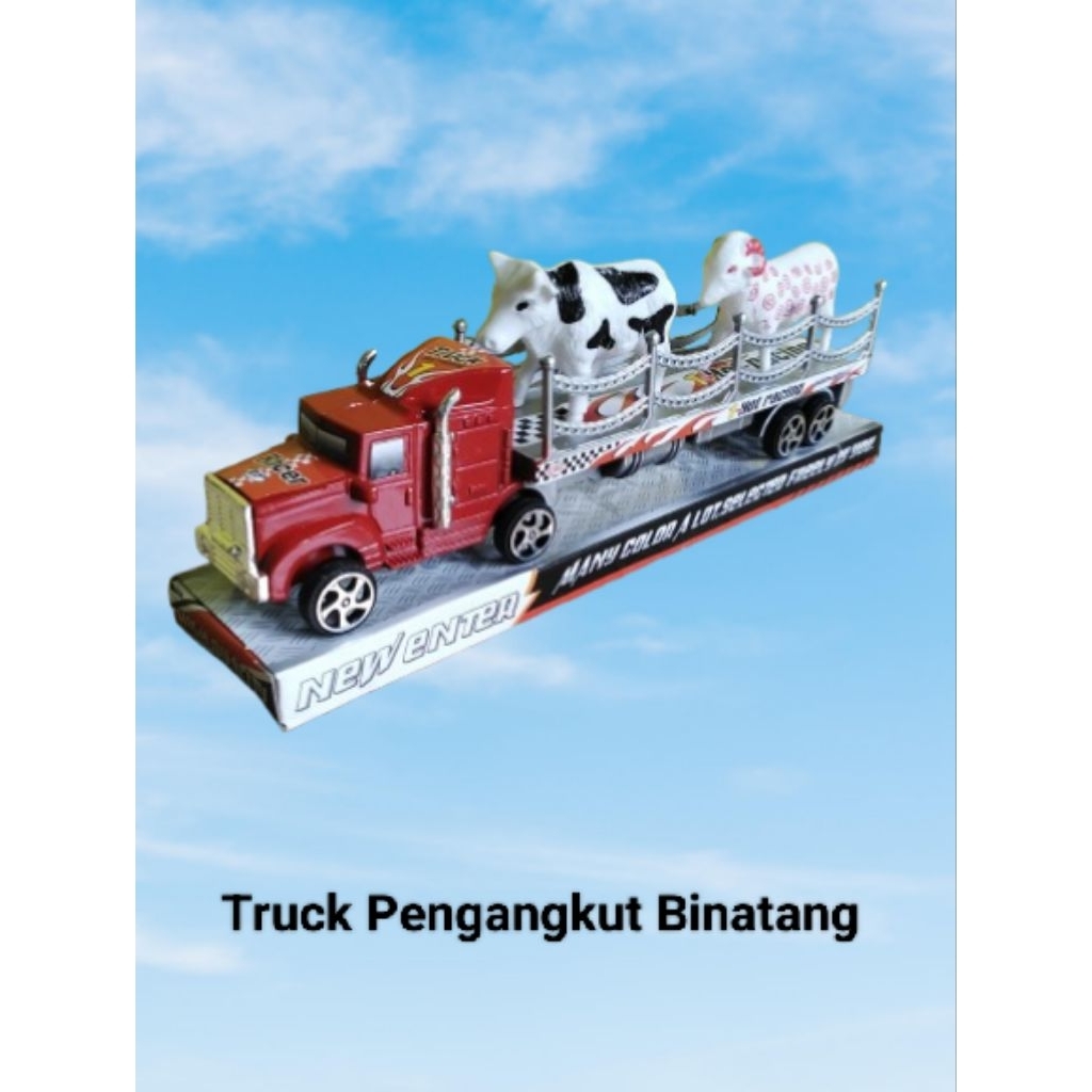 Mainan Anak Mobil Truck Pengankut Binatang Atau Truk Sapi Dan Domba